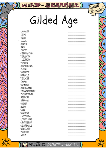 Gilded Age Word scramble Puzzle Worksheet Activity