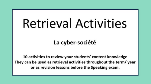 La cyber-société- Retrieval Practice- A Level French