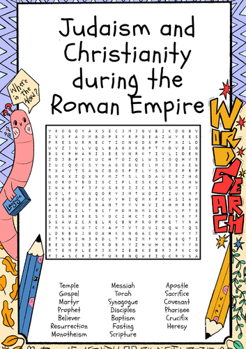 Judaism and Christianity during the Roman Empire word search puzzle worksheet activity