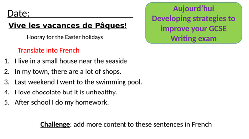 Preparing your French writing exam -Foundation Tier