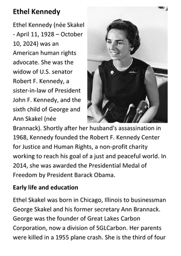 Ethel Kennedy Handout