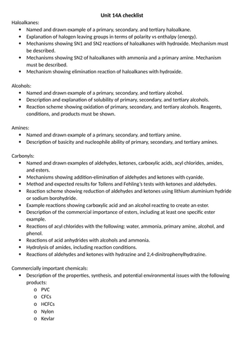 Unit 14 A Checklist Btec Applied Science