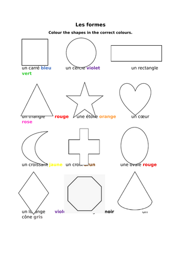 Les formes colouring sheet