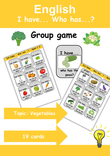 I Have, Who Has? Cardgame theme: Vegetables