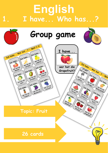 I Have, Who Has? Cardgame theme: fruits