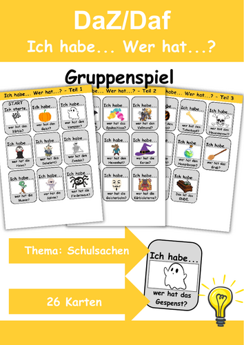 Ich habe, wer hat? Kartenspiel Thema: Halloween (Herbst)