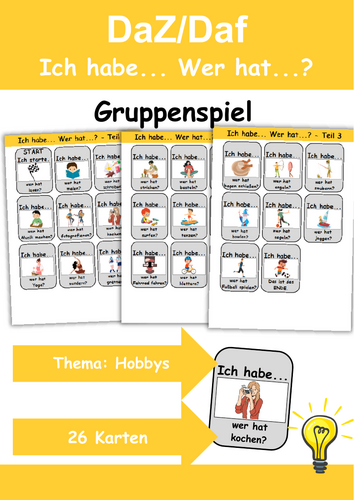 Ich habe, wer hat? Kartenspiel Thema: Hobbys und Freizeit