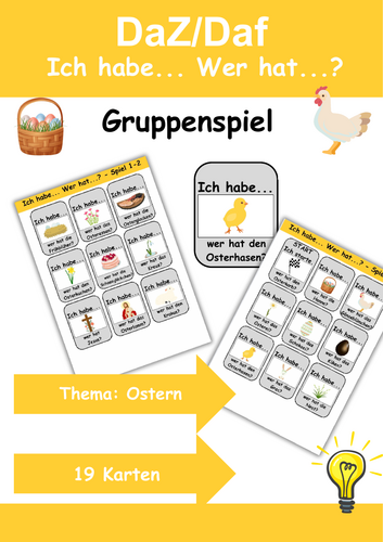 Ich habe, wer hat? Kartenspiel Thema: Ostern