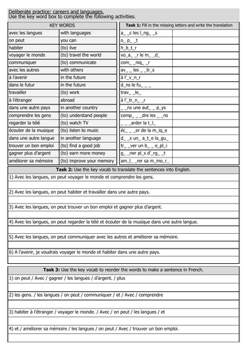 Careers & languages deliberate practice