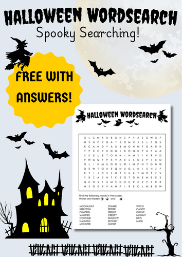 FREE Halloween Wordsearch (Word Search)