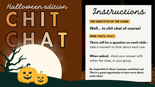 Halloween chit chat: starter activity for EAL students