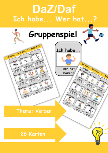 Ich habe, wer hat? Kartenspiel Thema: Verben