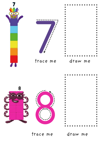 Numberblock Trace Me, Draw Me (7, 8, 9, 10)