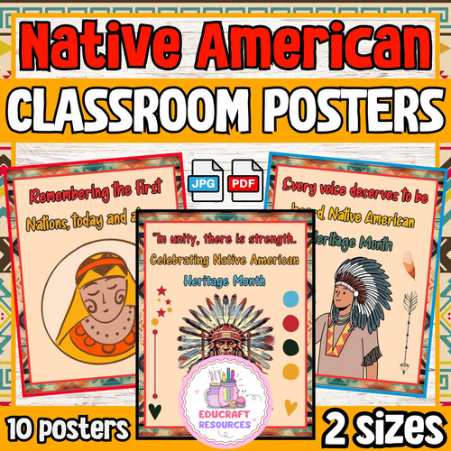 Native American heritage month décoration | Indian American quotes posters set