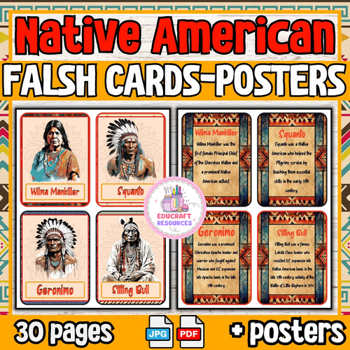 Native American heritage month Free biography posters-flash cards-who is game