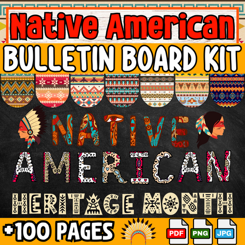 Native American Heritage Month Bulletin Board | banners alphabet styles decor