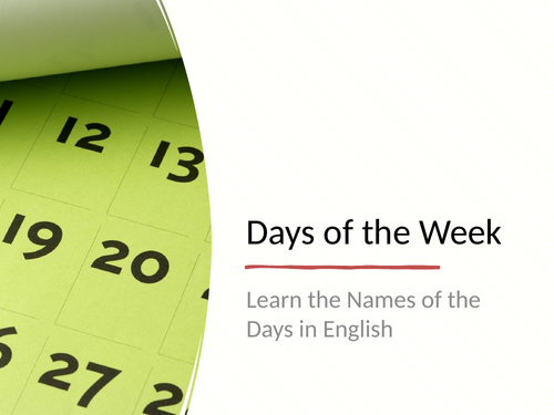 ESOL / EAL / English Functional Skills - Days of the Week