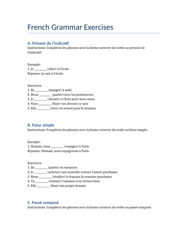 FRENCH GRAMMAR TEST