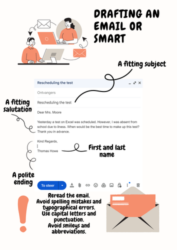 Format sending an e-mail for teachers and students