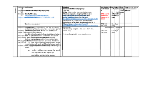 harvest autumn sen weekly planning