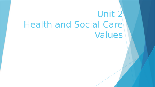 Health and Social Care Values - Unit 2 -BTEC Level 2 Health and Social Care