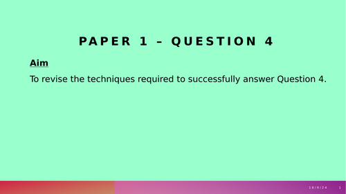 Edexcel GCSE English Language Paper 1 - Question 4 Evaluation