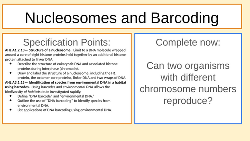 Nucleosomes and Genetic Barcoding IB HL Biology