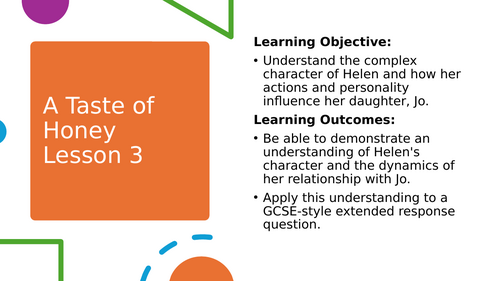 A Taste of Honey - Lesson 3 - IGCSE