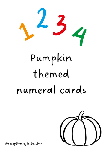 Pumpkin theme numeral cards