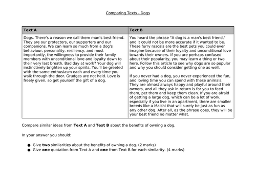 Pearson Edexcel Functional Skills English - Comparing Texts