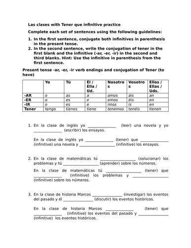 Las clases with Tener que infinitive practice