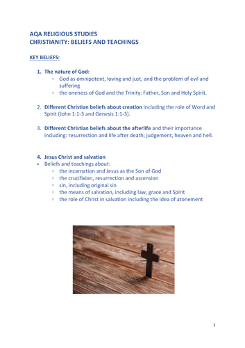 AQA GCSE Christian beliefs content booklet