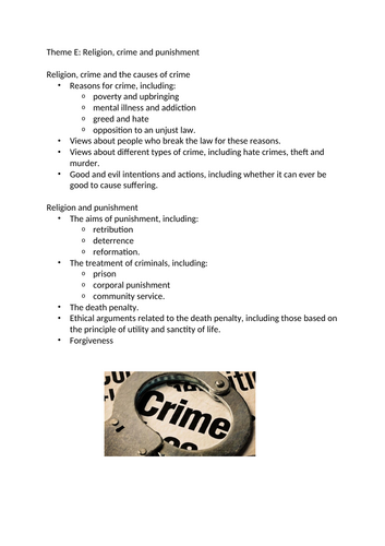 AQA GCSE RS Theme E (crime and punishment