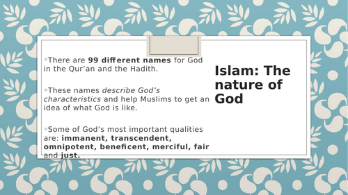 AQA GCSE RS Islam Beliefs summary slideshow