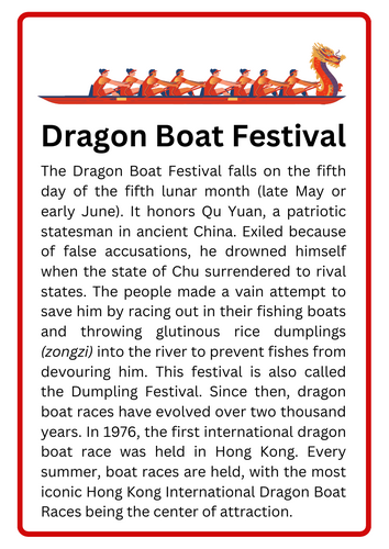 Dragon Boat Festival – Dumpling Festival – China – Asian Studies -Social Studies