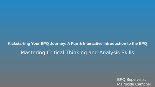 Kickstarting Your EPQ Journey: A Fun & Interactive Introduction to the EPQ