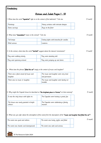 Romeo and Juliet Comprehension