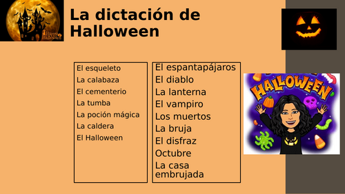 Spanish Halloween spelling bee - Dictación de Halloween