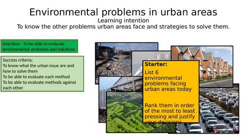 AQA A Level Geography. Contemporary Urban Environments -L33/4 - Environmental problems