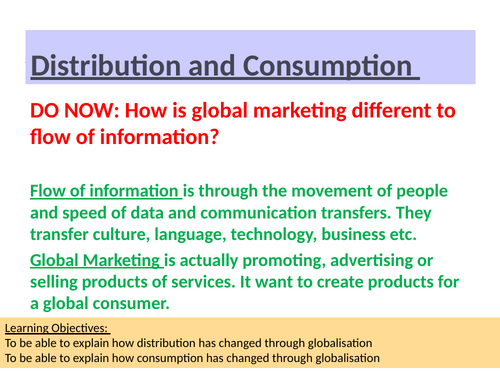 AQA A Level Geography – Global Systems and Global Governance – L8 - Distribution and consumption