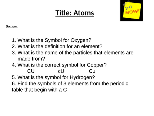 Atoms Elements and Compounds Whole Unit KS3