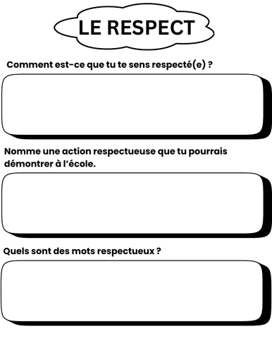 French worksheet - Respect (Fiche - Le respect)