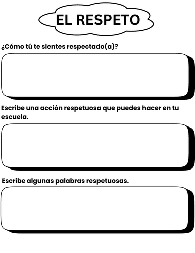 Spanish worksheet on respect - Ficha El respeto