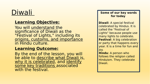 Diwali - Primary Resource, powerpoint, word search and story