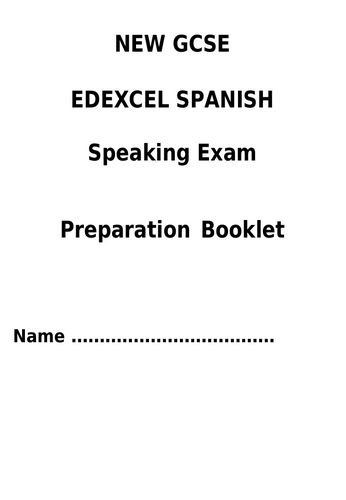 New GCSE Spanish Speaking booklet Edexcel with sentence builders 2024