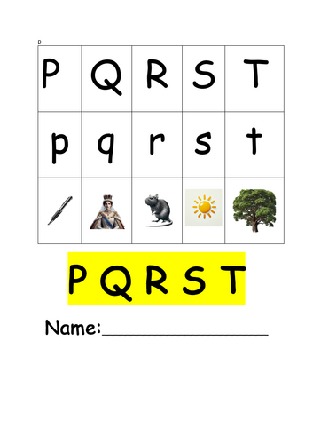 PQRST - Alphabet Initial Sounds Booklet