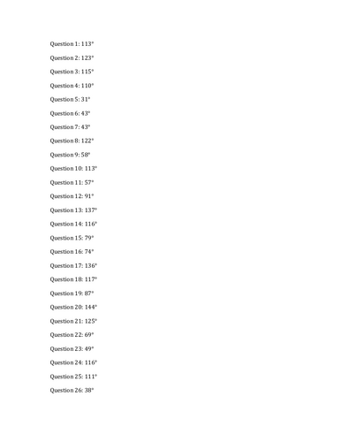 Calculate missing angles_100 Questions with Answers