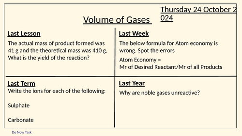 C4.9 Volume of Gases AQA (Single Award)