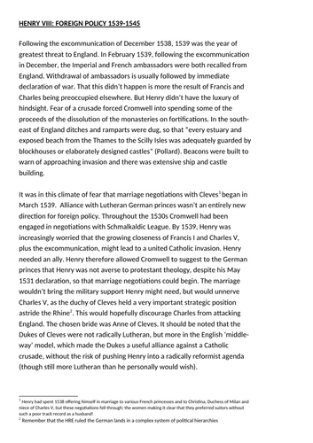 AQA A Level History - Tudors - Henry VIII - 10 lessons and essays