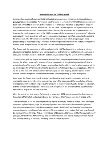 AQA A Level History - Tudors - Elizabeth lessons  inc marriage and parliament